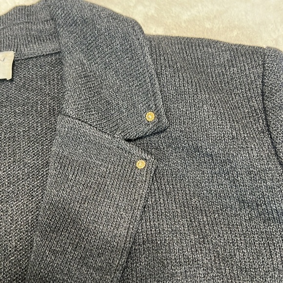 St. John Collection Knit Blazer Gray with Gold Accents Size 10 - Picture 7 of 11